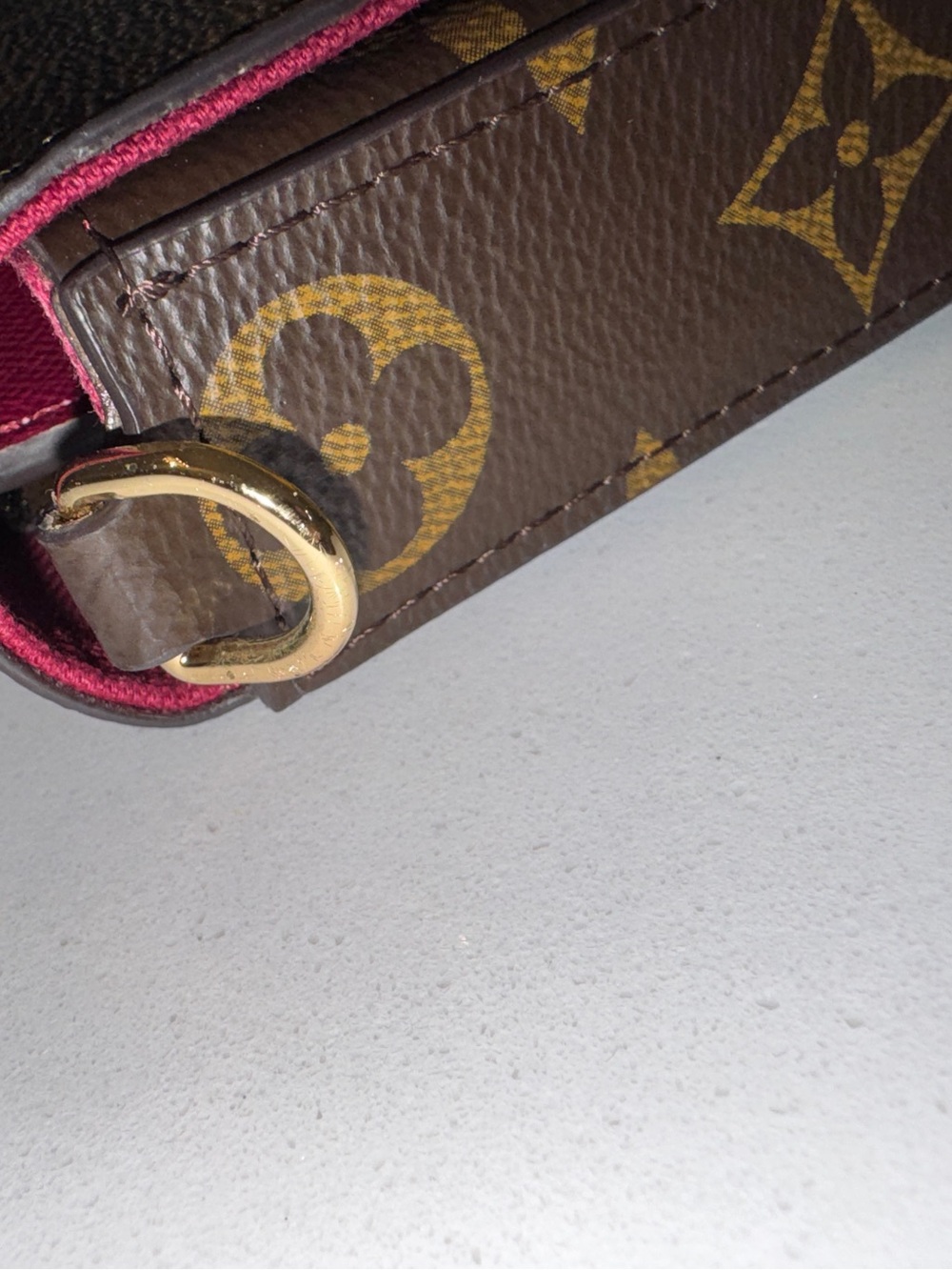 Inspire Brown Monogram Crossbody Wallet with Gold Chain and Burgundy Interior - Picture 11 of 13
